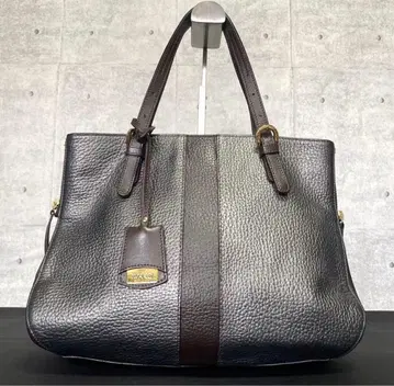 [미사용급] WAKO 긴자 와코 주름 가죽 다크 실버 x 브라운 토트백