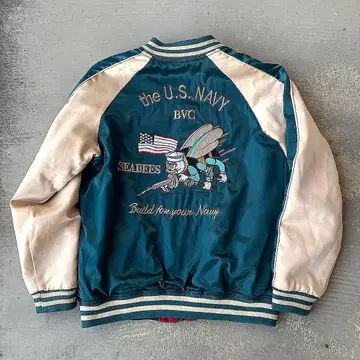 US NAVY 리버서블 스카잔 자수 벌 x 학 x 소나무