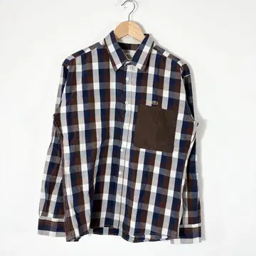 Lacoste 체크 무늬 긴팔 셔츠 unisex vintage