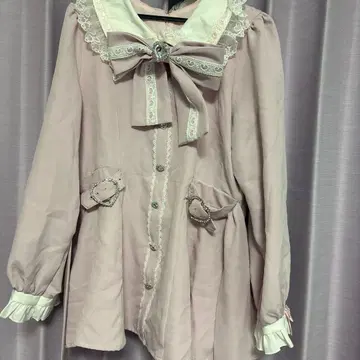 dearmylove 둥근 카라 사다리 레이스 리본 하트 셋업 핑크 3l