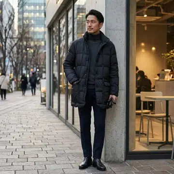 G8066*호스 다운 자켓 블랙 스탠드 카라 퀼팅