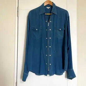 희귀 MASU 실크 인디고 지퍼 셔츠 48 사이즈 할인