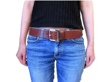 도치기 가죽 벨트 (초코) 니켈 도금 버클 40mm 폭 통가죽