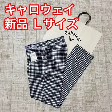 새상품 캘러웨이 스트레이트 팬츠 체크 무늬 네이비 L 사이즈