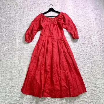 MYLAN 마이렌 린넨 원피스 린넨 100% 플레어 원피스 레드