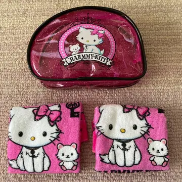 챠미키티 타월 손수건 2장 & 파우치 세트 미사용 2005년 산리오