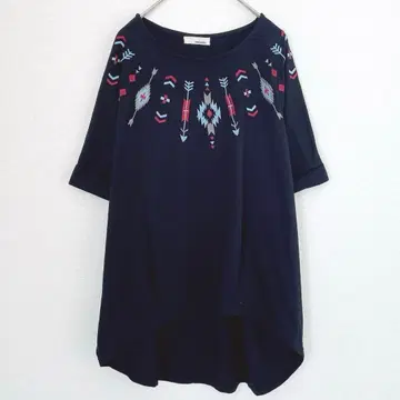 아프리카타로 컷소어 자수 네이티브 무늬 에스닉 백 롱 블랙 M