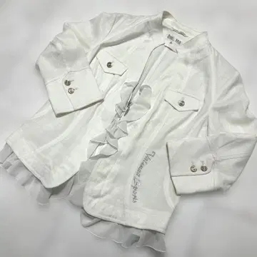 발렌자 스포츠 화이트 노카라 자켓 7부 소매 42 봄/여름 새상품급
