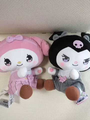 말랑귀염 산리오 캐릭터즈 L 봉제 인형 쿠로미 마이멜로디 YK학원 고등부