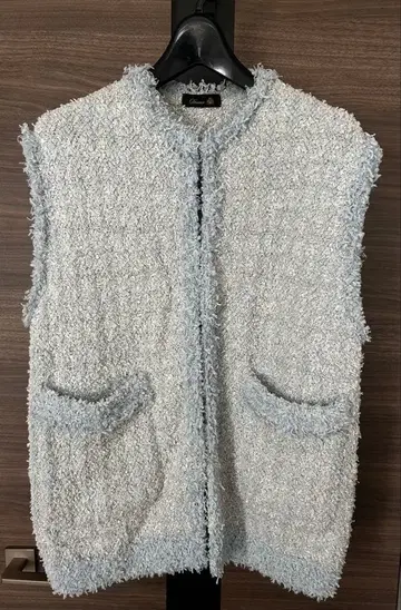 드로어 Drawer 트위드 니트 베스트 스카이블루