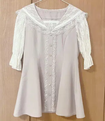 NOEMIE 노에미 핑크 반팔 백 레이스업 세일러 셋업