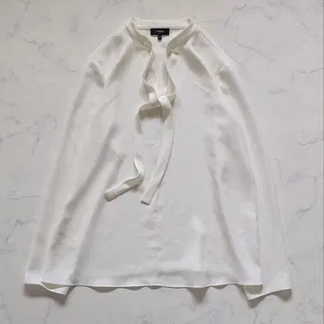 띠어리 보타이 블라우스 드레이프감 화이트 L 조젯 일본제