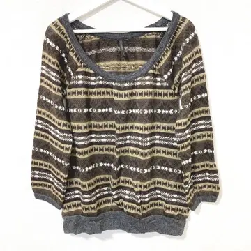 마쉬멜로우 크라운 ] 크루넥 노르딕 무늬 긴팔 티셔츠 돌려입기