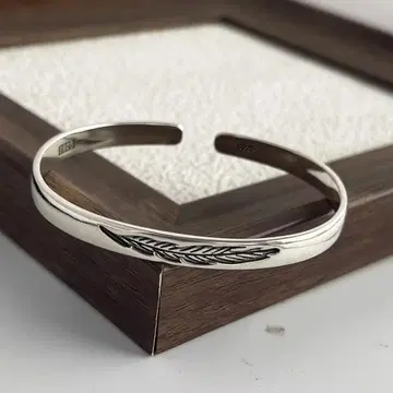 실버 925 깃털 모티브 팔찌 페더 뱅글