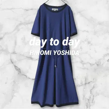 T151*데 이 투 데이 바이컬러 반팔 허리 리본 원피스 일본제 M