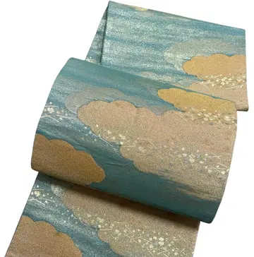 A 186 후쿠로 오비 츠즈레 육통 무늬 금사 운문 순수 실크 기모노