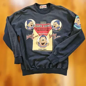 [레어] 90s 케이프 라이트 맨투맨 면 100% 네이비 빈티지 일본제