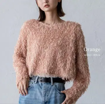 doudou 페더얀 상의 오렌지 핑크