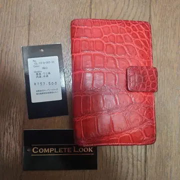 빨간색 크로커다일 패턴 접이식 지갑