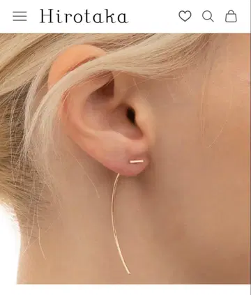HIROTAKA 골드 바 애로우 귀걸이 K10 양쪽 귀 히로타카