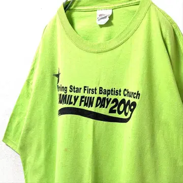 헤인즈 패밀리 팬데이 T셔츠 라이트 그린 옐로우 그린 XL 구제 의류