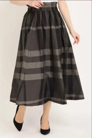 STRWABERRY-FIELDS 빅 체크 타프타 롱 스커트
