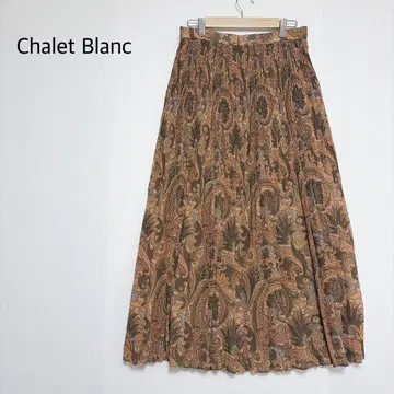 Chalet Blanc 샤레블랑 페이즐리 무늬 플리츠 롱 스커트 XL