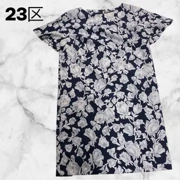 23구 꽃무늬 원피스 반팔 일본제 네이비