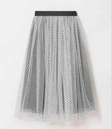 도트 무늬 플리츠 롱 스커트