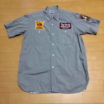 더 리얼 맥코이 헤링본 워크 셔츠 반팔 셔츠 그레이 16