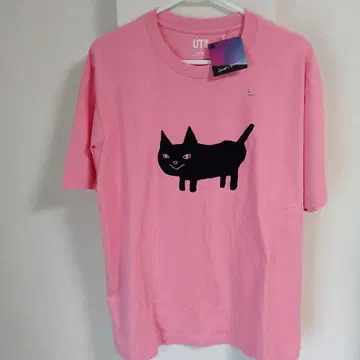 요네즈 켄시 UT 유니클로 콜라보 티셔츠 핑크 고양이 L