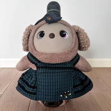 라보토용 원피스 LOVOT 3.0용 의류 그린 계열 체크 튤립