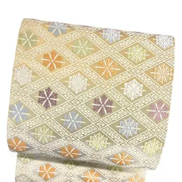 후쿠로 오비 하나카라비시 문 채보 직조 하나비시 금실 기모노 042b p