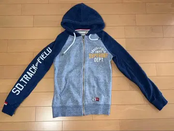 Superdry 풀 집업 후드티 그레이/네이비