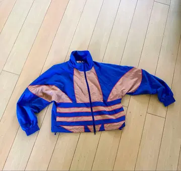 [ 새상품급 Adidas 나일론 자켓 트레포일 블루 x 핑크 M 상당 숏