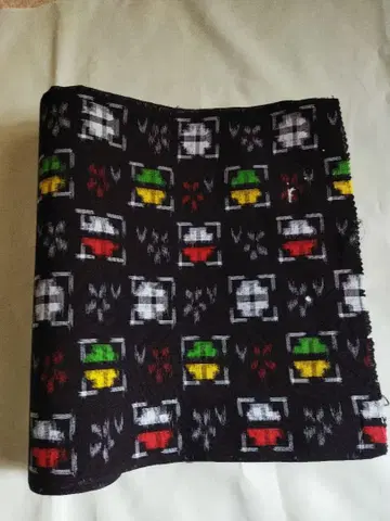 쿠루메 카스리 기모노 옷감 빨흰 그린