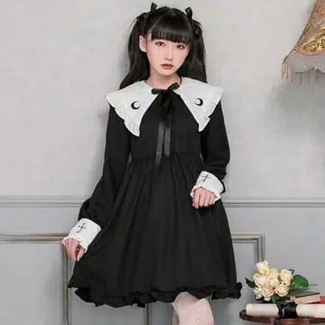 중고 레어 유메텐보 dear my love 원피스 빅 칼라 모티브