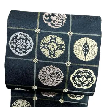 후쿠로 오비 초목 염색 화문 나비 문 하나비시 기모노 042b p