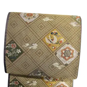 후쿠로 오비 유신미 격자 봉황 화문 하나비시 금실 기모노 042b p