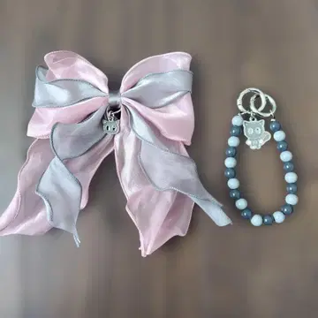 PPULBATU 다고냥 헤어타이 리본 스트랩 키링 2세트