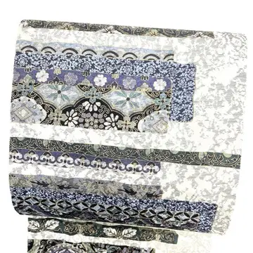 후쿠로 오비 전통 가로단 화문 하나비시 칠보 기모노 042b p