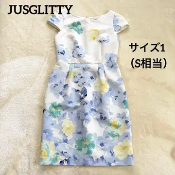 JUSGLITTY 저스길리티/꽃무늬 반팔 원피스/사이즈 1