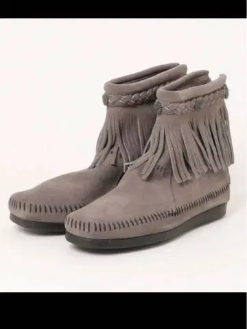 새상품 박스 포함 MINNETONKA 하이탑 백 지퍼 부츠 그레이