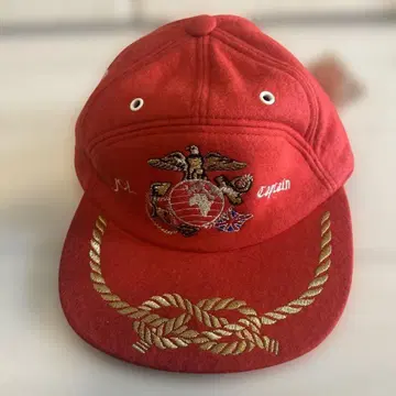 레어 80.90s 미사용품 빈티지 해병대 캡 울 레드