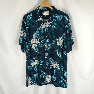 Roushatte 하와이안 셔츠 LL 네이비 보타니컬 B5133