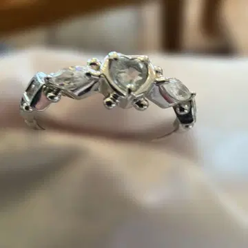 실버 925 하트형 클리어 스톤 반지