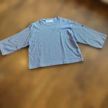 미디 우미 티셔츠 스카이블루 얇은 보더