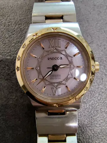 Wicca Citizen 솔라 손목시계 실버 핑크