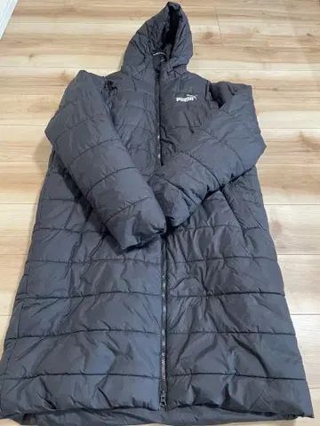 PUMA 블랙 다운 자켓 긴 기장 나일론