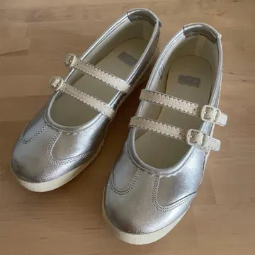 오니츠카타이거 실버 더블 스트랩 스니커즈 24cm